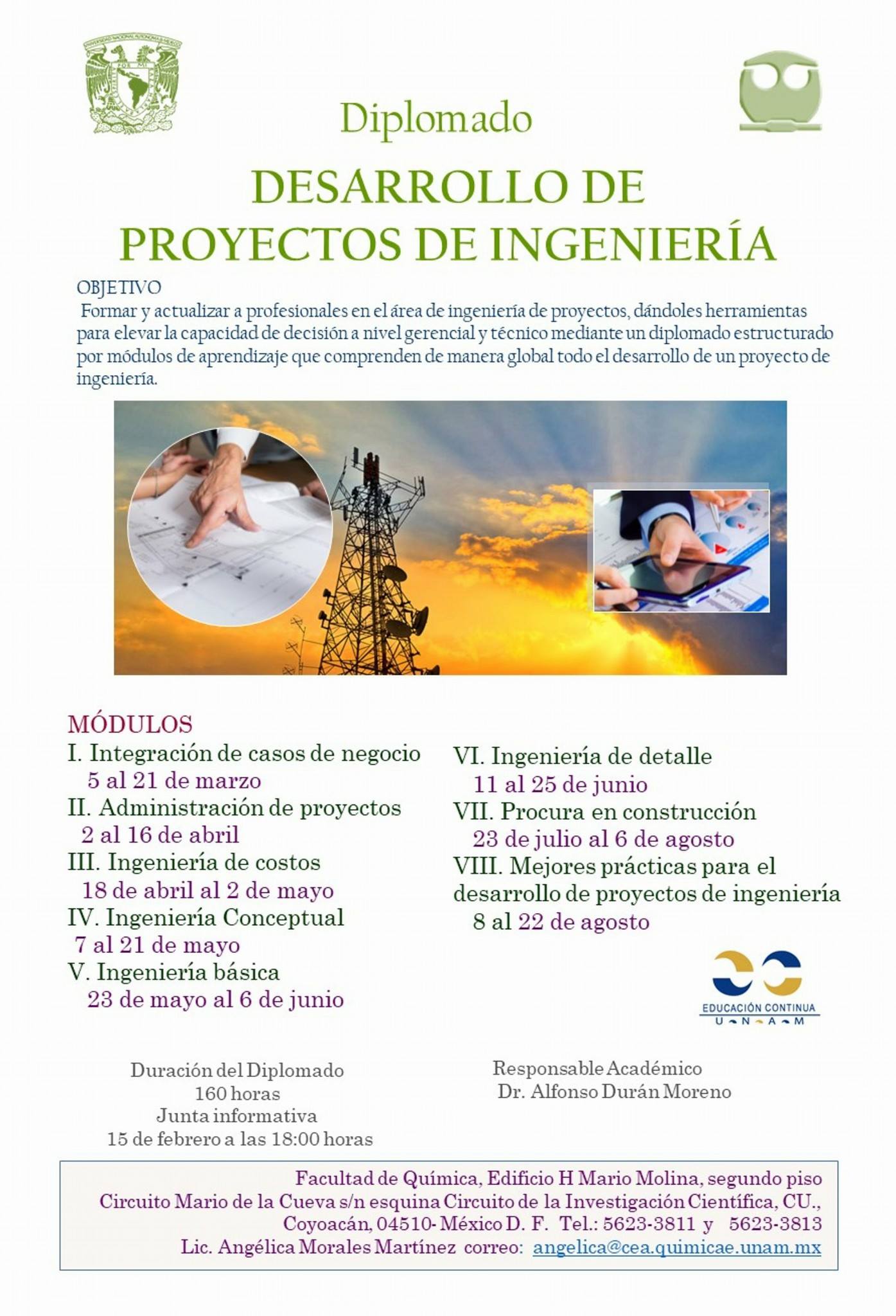 Banner del Diplomado en Desarrollo de Proyectos de Ingeniería, impartido por el Dr. Alfonso Durán
